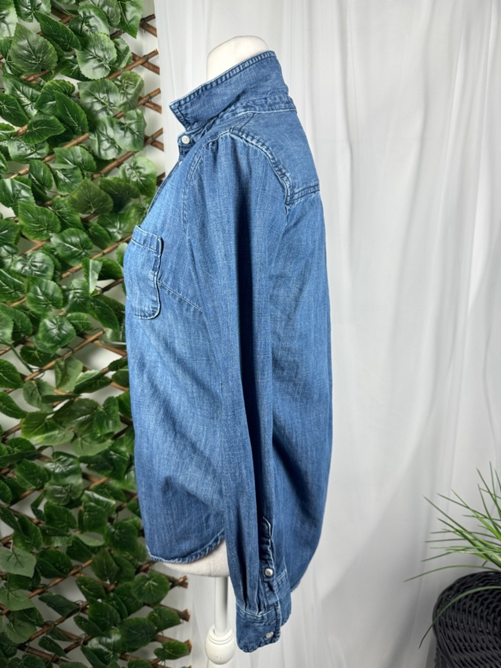 Merona Denim Henley Shirt in Classic Blue - Picture 3 of 8